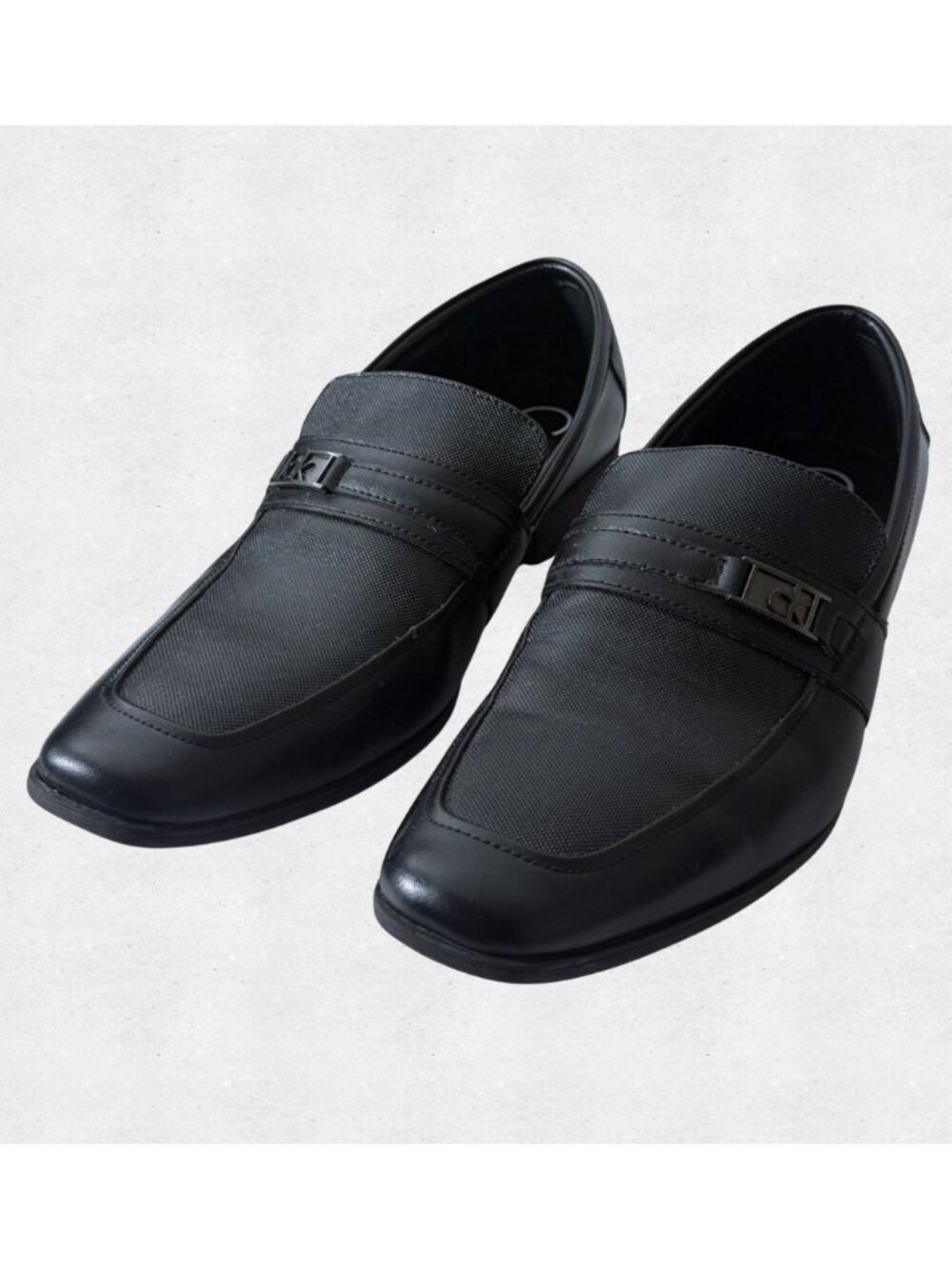 Calvin Klein Jameson Slip On Black Leather Loafers Size 11.5 Mens Dress Shoes